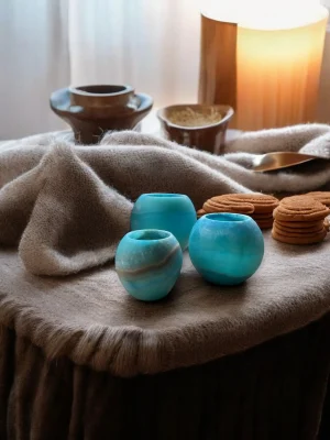 Luxy candle holder - Turquoise, Triple Set