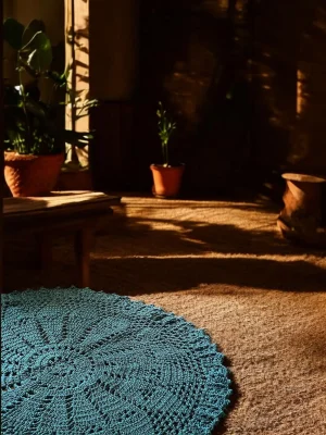 Istanbul crochet rug - Teal Green